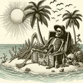 Skeleton Beach Bum Laser Printed Sign