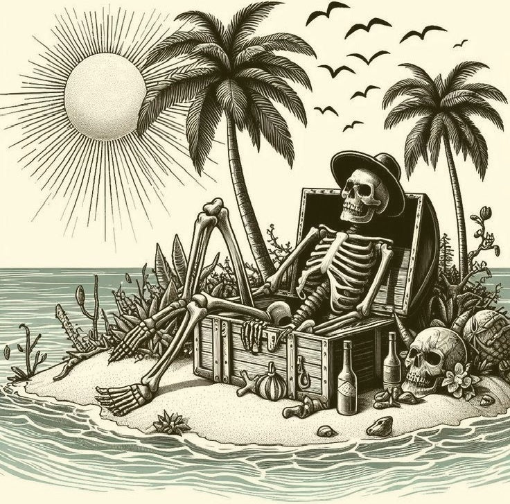 Skeleton Beach Bum Laser Printed Sign