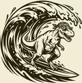 T-Rex Surfer Laser Printed Sign