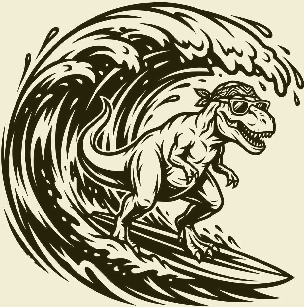 T-Rex Surfer Laser Printed Sign
