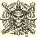 Striking Skull and Crossbones Laser Printed Sign