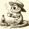 Whimsical Gecko Laser Printed Sign.