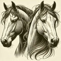 Heads of Majestic Horses Laser Printed Sign