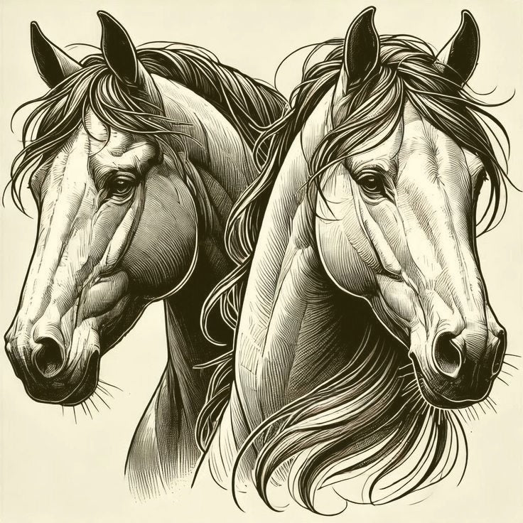 Heads of Majestic Horses Laser Printed Sign