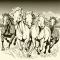 Herd of horses in full gallop Laser Printed Sign