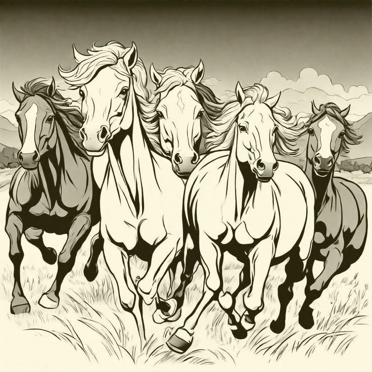 Herd of horses in full gallop Laser Printed Sign