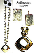 Gold-Tone Geometric Pendant Necklace with Matching Earrings Set