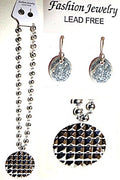 Silver-Tone Circular Pendant Necklace with Matching Earrings Set