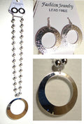 Silver-Tone Oversized Circular Pendant Necklace with Matching Earrings Set