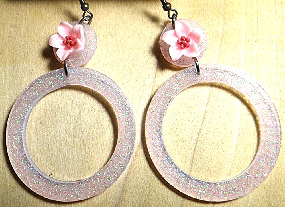 Cherry Blossom Pink Hoop Earring Set