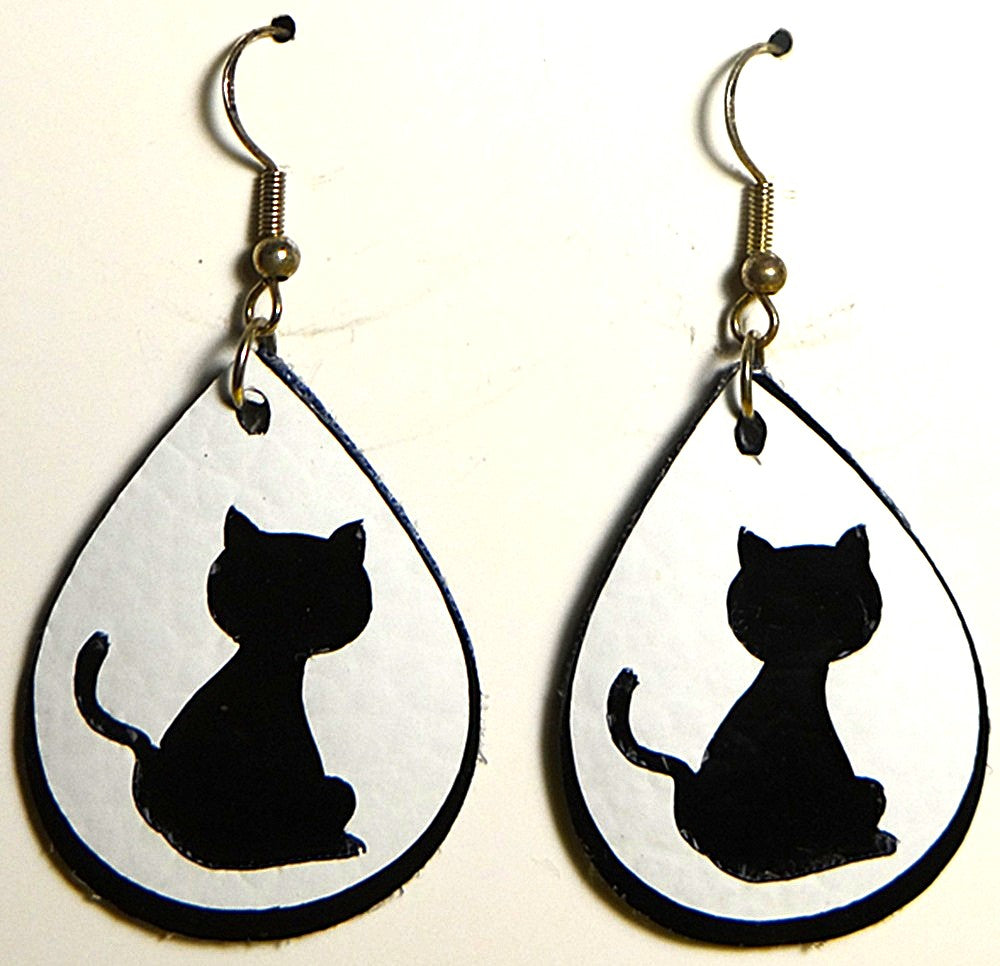 Black Cat Silhouette Earring Set