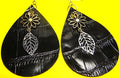 Black Leather Teardrop Earring Set