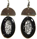 Black Oval Pendant Earring Set