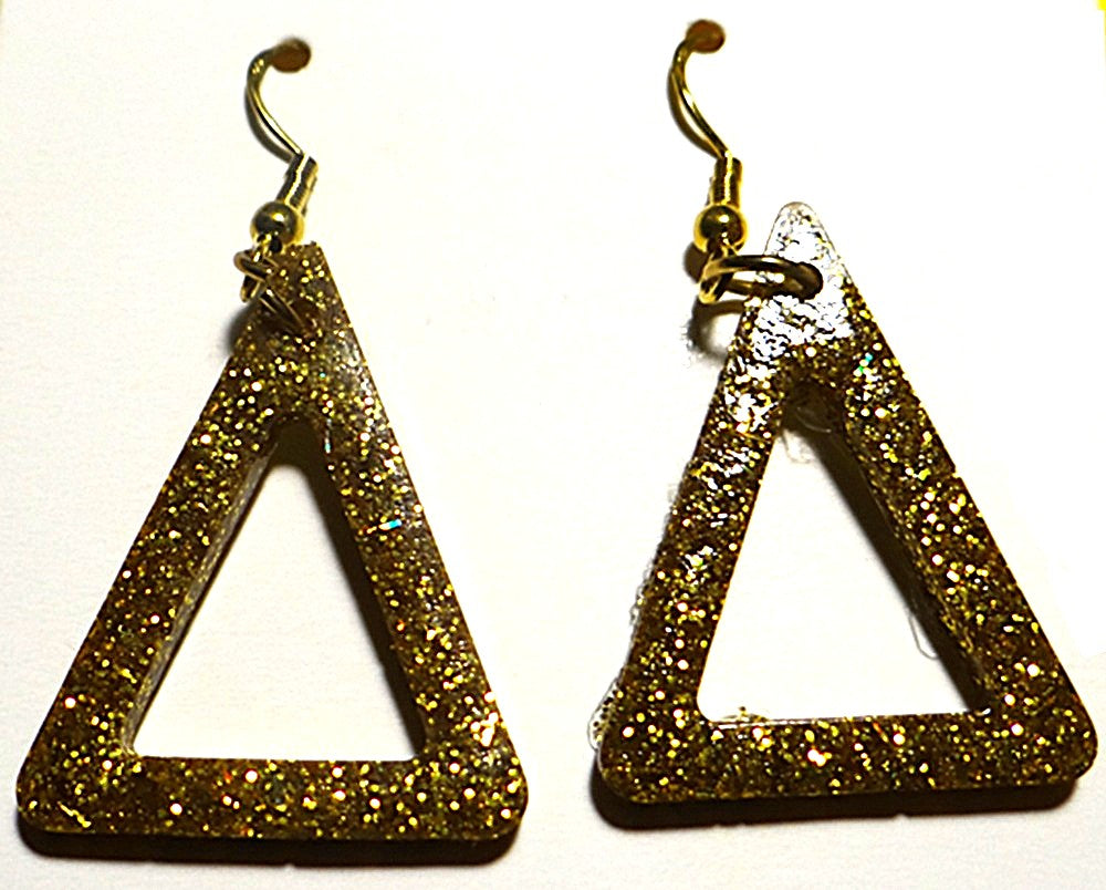 Triangle-Shaped Glitter Earring Set