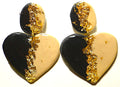 Black and Beige Heart Earring Set