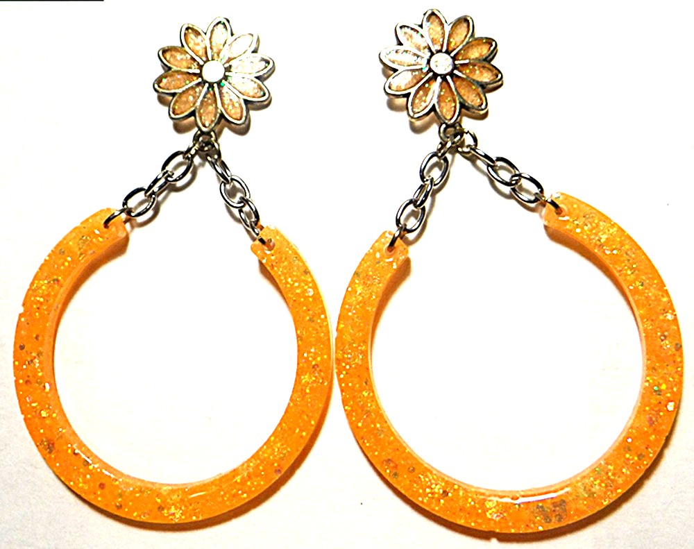 Sparkling Orange Hoop Earring Set