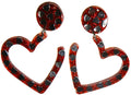 Red Glitter Heart-Shaped Earring Set