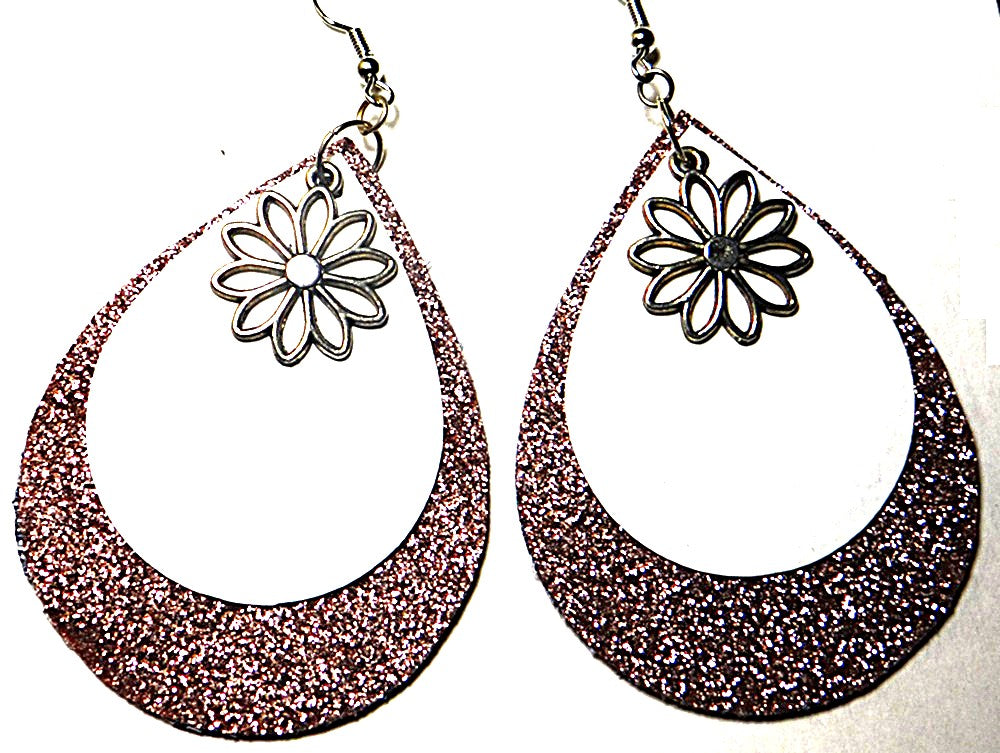 Silver-Tone Daisy Teardrop Earring Set