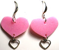 Sparkle Pink Heart Earring Set