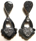 Dark Gray Glitter Drop Earring Set