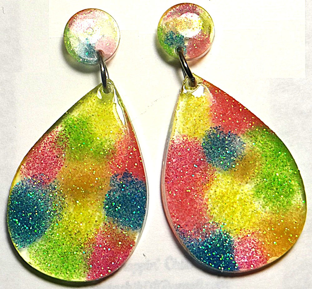 Rainbow of Glitter Teardrop Earring Set
