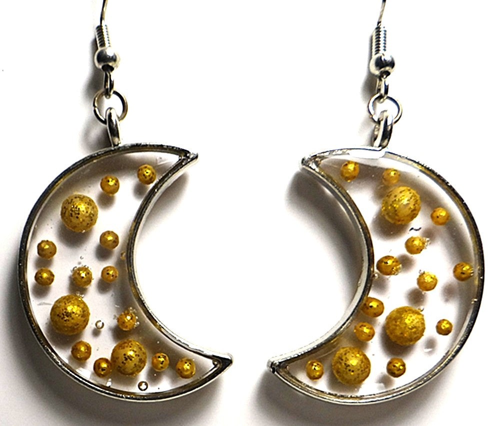 Silver-Toned Crescent Moon Earring Set