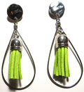 Lime Green Tassel Earring Set