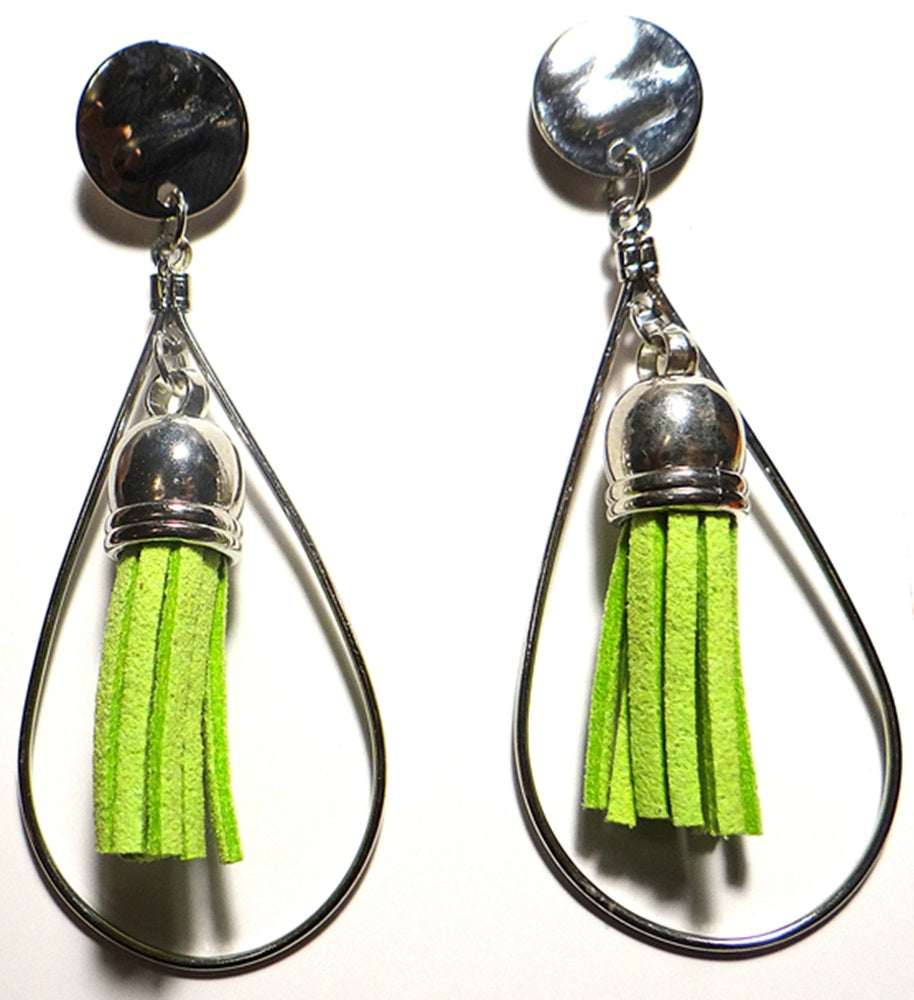 Lime Green Tassel Earring Set