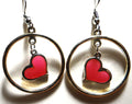 Silver-Toned Hoop with Pink Heart Charm Earring Set