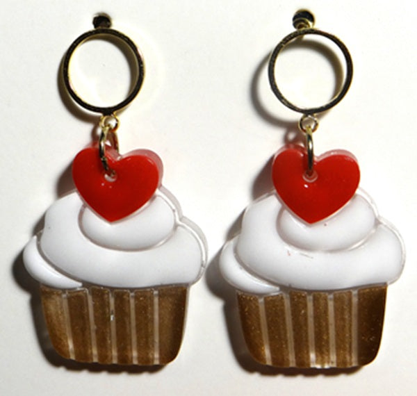 Cupcake with Heart Earring Set