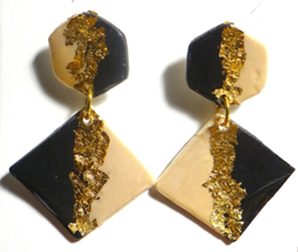 Hexagon and Diamond Drop Earring Set