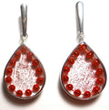 Teardrop with Strand of Tiny Red Beads Earring Set