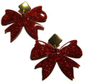Red Glitter Bow Earring Set