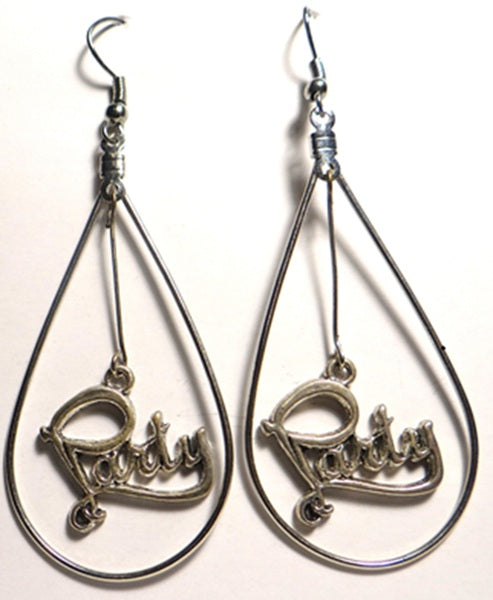 Silver-Tone "Party" Teardrop-Shaped Earring Set
