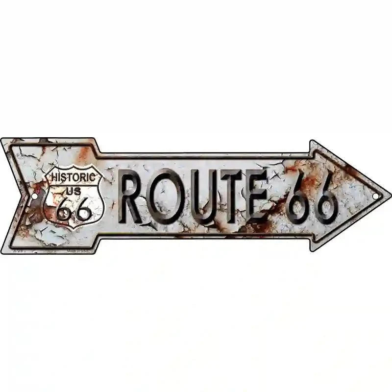 Rusty Route 66 Novelty Metal Arrow Sign 17" x 5" Sign (A)