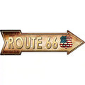 American Flag Route 66 Novelty Metal Arrow Sign 17" x 5" Sign (A)
