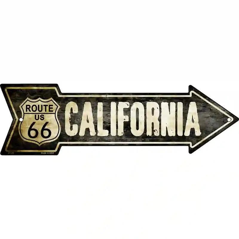 Vintage Route 66 California Novelty Metal Arrow Sign 17" x 5" Sign (A)