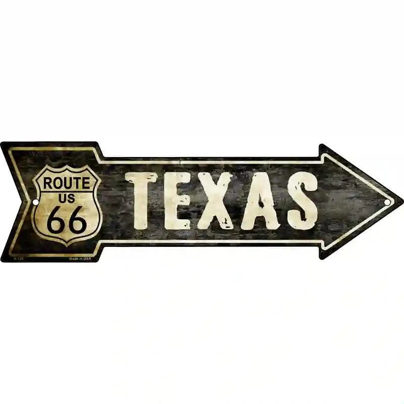 Vintage Route 66 Texas Novelty Metal Arrow Sign 17" x 5" Sign (A)