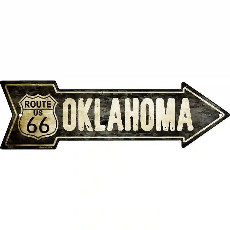 Vintage Route 66 Oklahoma Novelty Metal Arrow Sign 17" x 5" Sign (A)