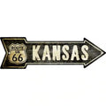 Vintage Route 66 Kansas Novelty Metal Arrow Sign 17" x 5" Sign (A)