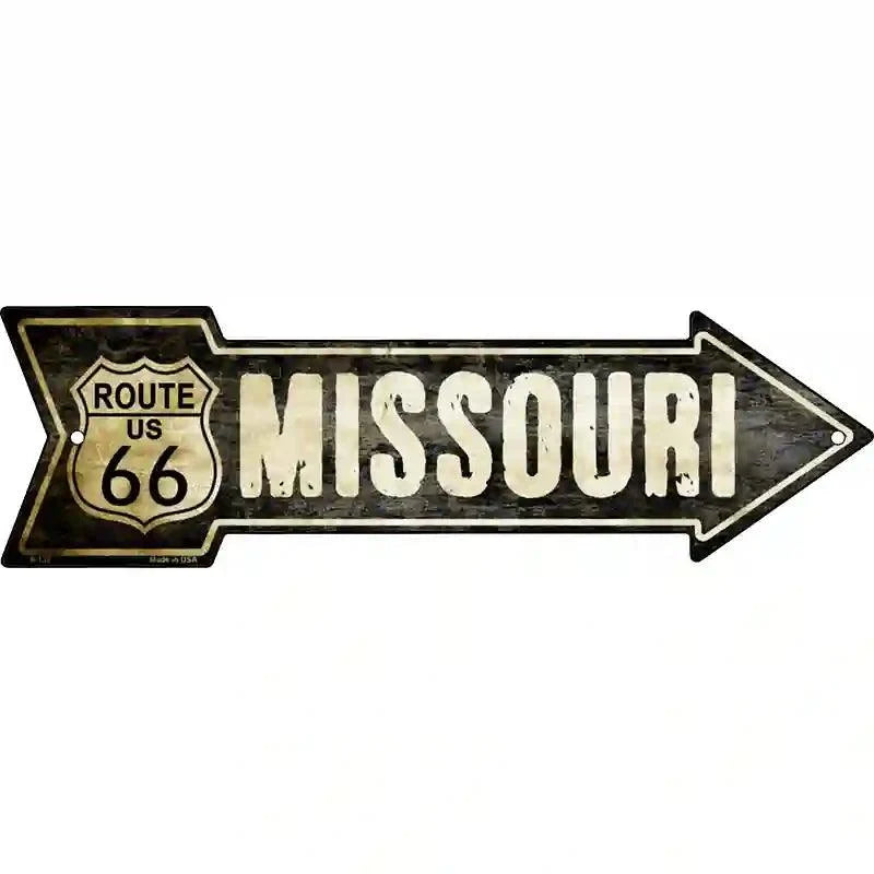 Vintage Route 66 Missouri Novelty Metal Arrow Sign 17" x 5" Sign (A)