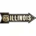 Vintage Route 66 Illinois Novelty Metal Arrow Sign 17" x 5" Sign (A)