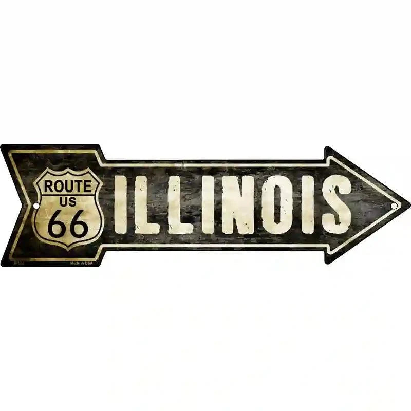 Vintage Route 66 Illinois Novelty Metal Arrow Sign 17" x 5" Sign (A)