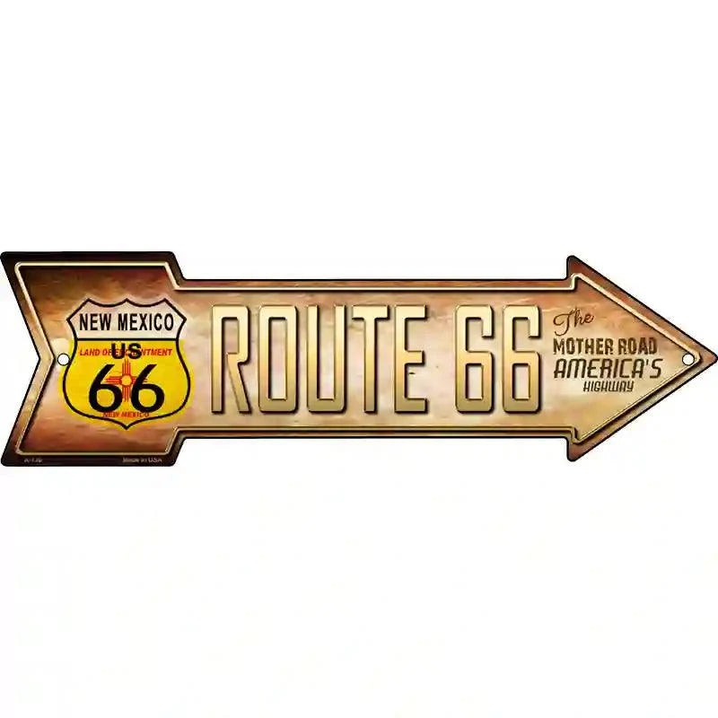 Route 66 New Mexico Flag Novelty Metal Arrow Sign 17" x 5" Sign (A)