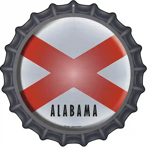 Alabama State Flag Novelty Metal Bottle Cap Sign BC-100 12" Sign (BC)