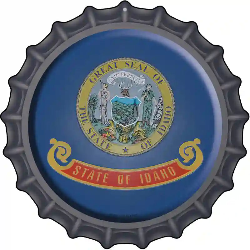 Idaho State Flag Novelty Metal Bottle Cap Sign BC-111 12" Sign (BC)