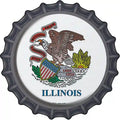 Illinois State Flag Novelty Metal Bottle Cap Sign BC-112 12" Sign (BC)