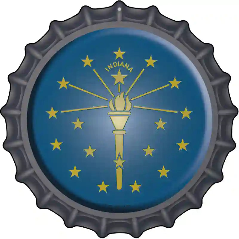 Indiana State Flag Novelty Metal Bottle Cap Sign BC-113 12" Sign (BC)