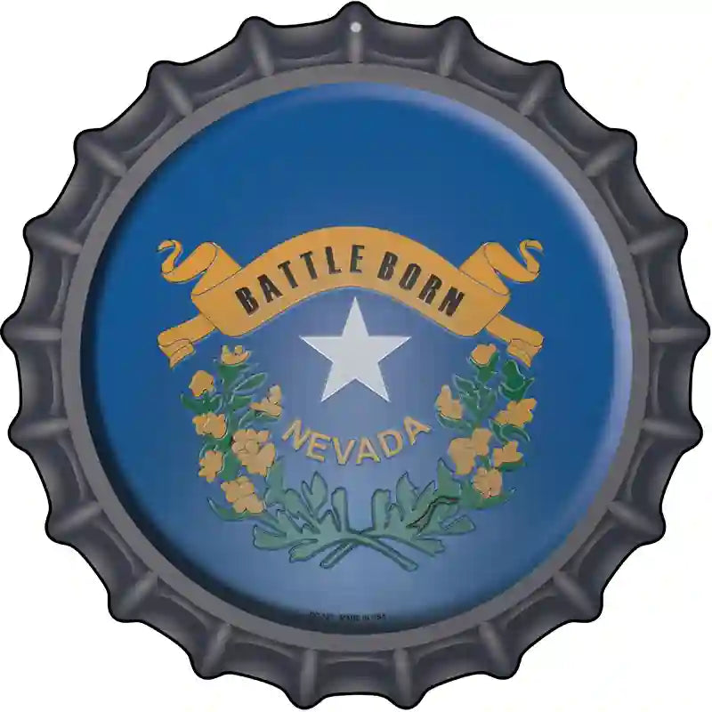 Nevada State Flag Novelty Metal Bottle Cap Sign BC-127 12" Sign (BC)