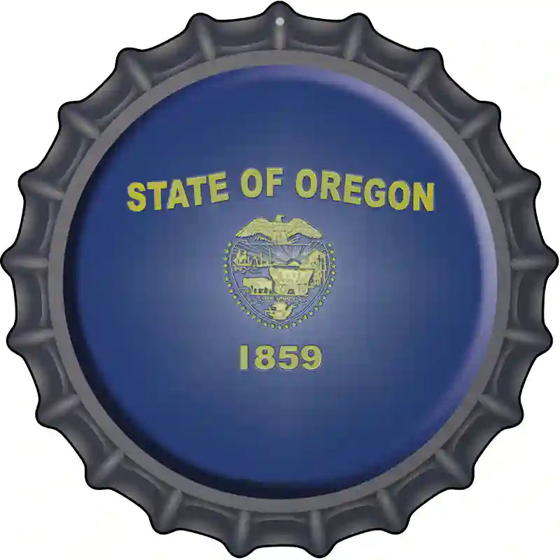 Oregon State Flag Novelty Metal Bottle Cap Sign BC-136 12" Sign (BC)
